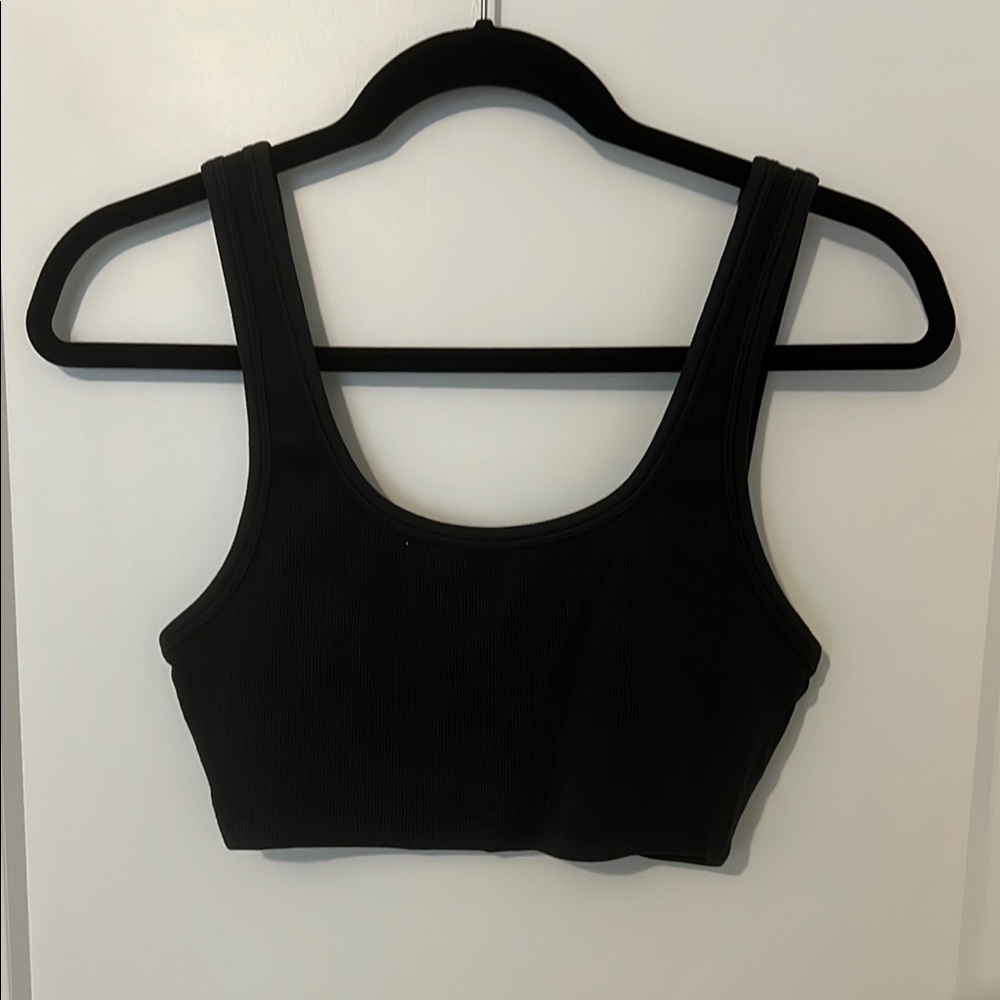 Black Ribbed Crop Top